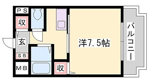 兵庫県姫路市飾磨区清水１丁目 飾磨駅 1K マンション 賃貸物件詳細