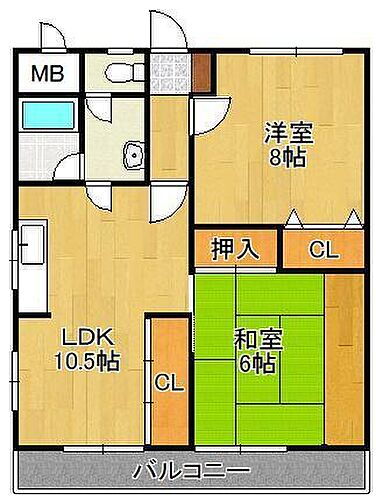 サンコスモス京良城 2階 2LDK 賃貸物件詳細