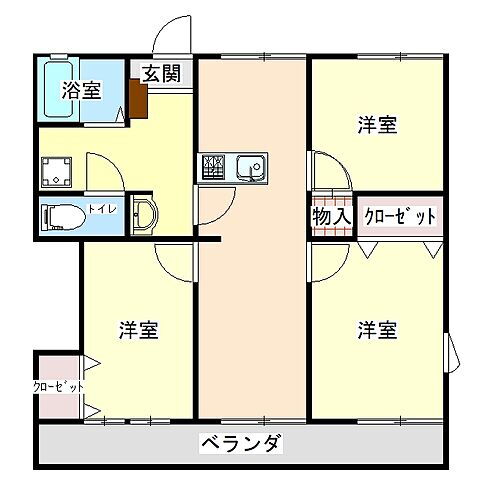 レジデンス国衙　Ｂ棟 1階 3LDK 賃貸物件詳細