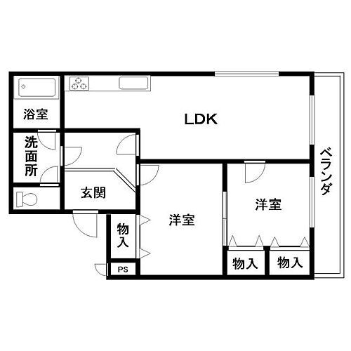 カサド・エムズ 2階 2DK 賃貸物件詳細
