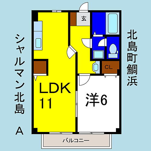 徳島県板野郡北島町鯛浜字かや115 吉成駅 1LDK アパート 賃貸物件詳細