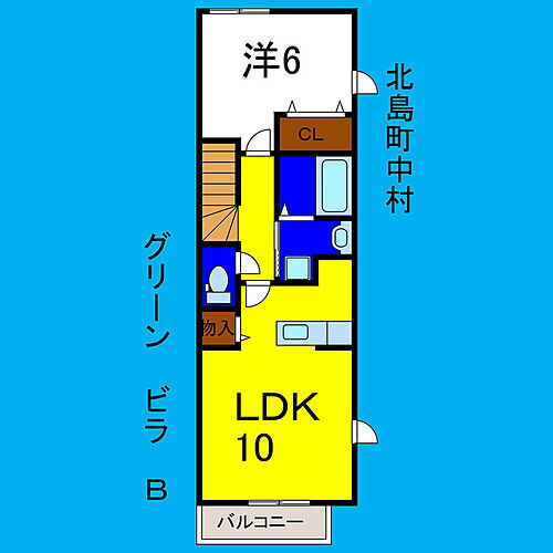 グリーンビラＢ 2階 1LDK 賃貸物件詳細
