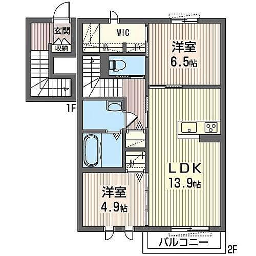 ハピネスＩＩ 2階 2LDK 賃貸物件詳細