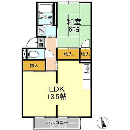 クレセントくばら　Ａ棟 2階 1LDK 賃貸物件詳細