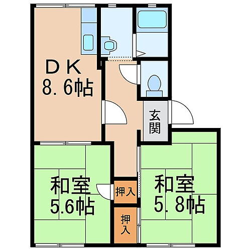 アーバンハウスＣ 1階 2DK 賃貸物件詳細