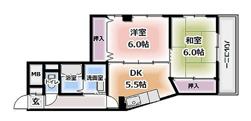 大阪府四條畷市大字岡山 忍ケ丘駅 2DK マンション 賃貸物件詳細
