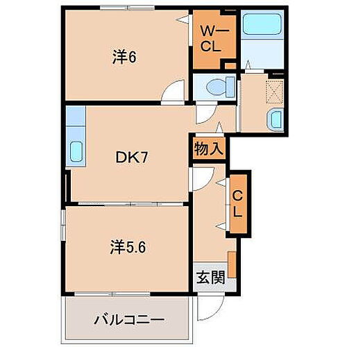 和歌山県和歌山市冬野 交通センター前駅 2DK アパート 賃貸物件詳細