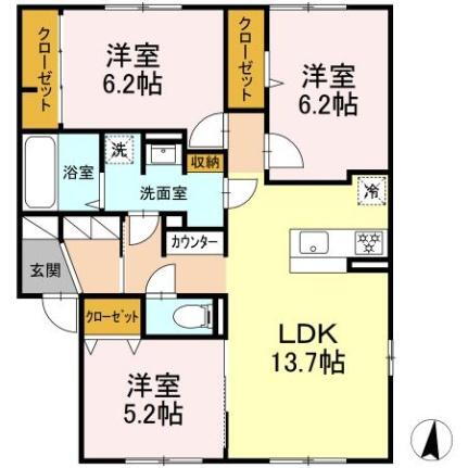 北海道北広島市青葉町4丁目 北広島駅 3LDK アパート 賃貸物件詳細