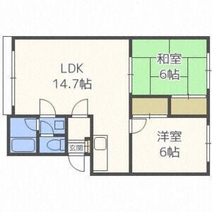 北海道札幌市白石区菊水元町八条2丁目 白石駅 2LDK アパート 賃貸物件詳細