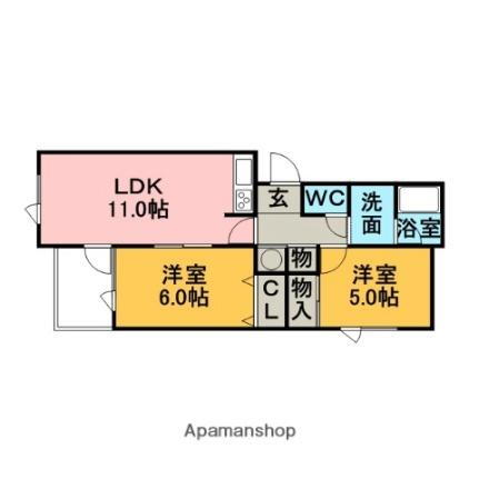 ハイムハピネス 2階 2LDK 賃貸物件詳細