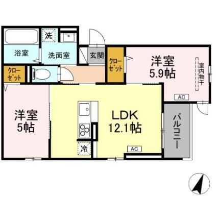 セレスティア大和町 2階 2LDK 賃貸物件詳細