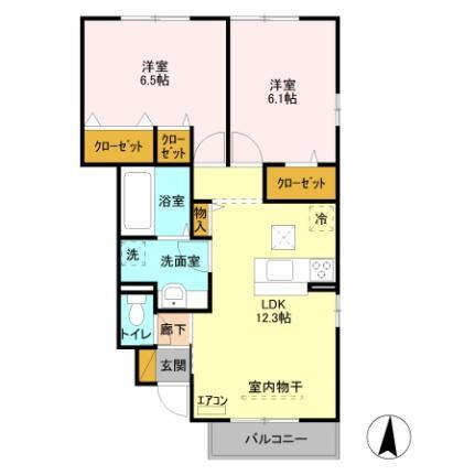 コリーヌ　Ａ 1階 2LDK 賃貸物件詳細