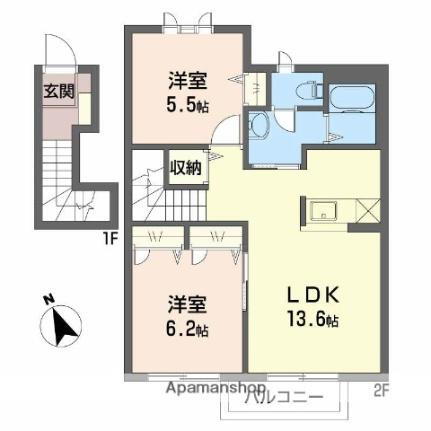 富山県富山市西荒屋 朝菜町駅 2LDK アパート 賃貸物件詳細