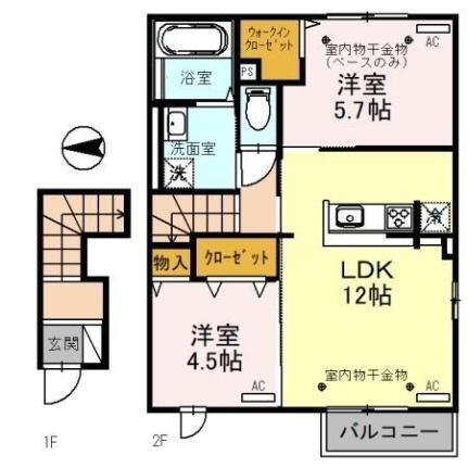 石川県金沢市高畠1丁目 2LDK アパート 賃貸物件詳細