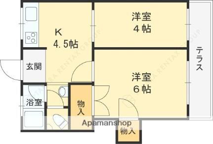 濱田マンション 1階 2DK 賃貸物件詳細