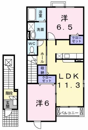ラック　ヴィラＣ 2階 2LDK 賃貸物件詳細