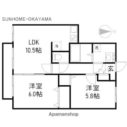 岡山県岡山市北区今保 北長瀬駅 2LDK マンション 賃貸物件詳細