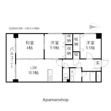 岡山県岡山市中区原尾島3丁目 西川原駅 3LDK マンション 賃貸物件詳細