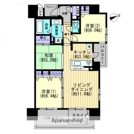 香川県高松市天神前 瓦町駅 3LDK マンション 賃貸物件詳細