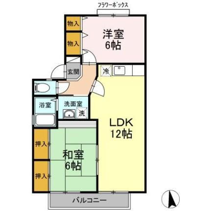 セジュール大善寺　Ｄ 2階 2LDK 賃貸物件詳細