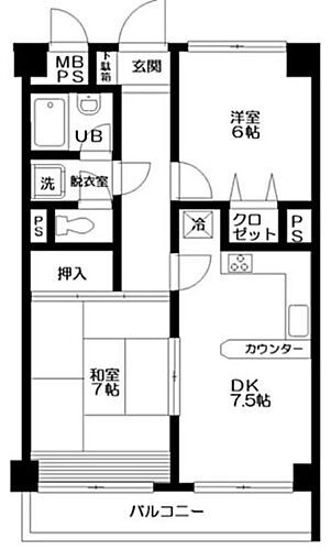 日神パレス拝島第２ 4階 2DK 賃貸物件詳細