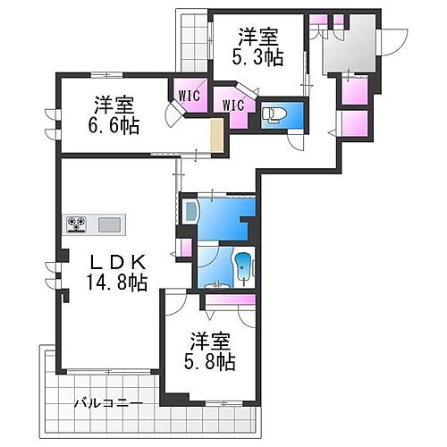ココン文の里 2階 3LDK 賃貸物件詳細