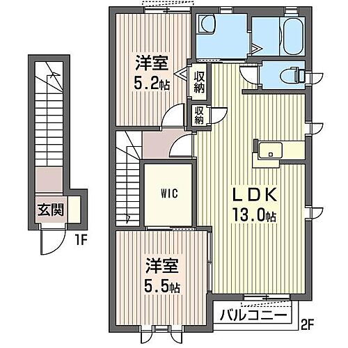 エクセルコートイズミ 2階 2LDK 賃貸物件詳細