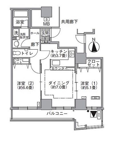 アクティ汐留 3階 2DK 賃貸物件詳細
