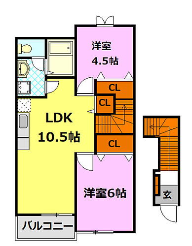 栃木県小山市若木町1丁目 小山駅 2LDK アパート 賃貸物件詳細