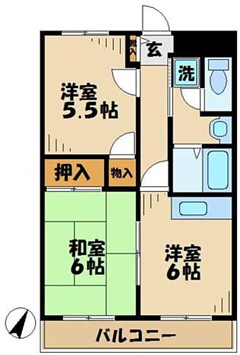 グランドハイツ谷合 2階 2DK 賃貸物件詳細