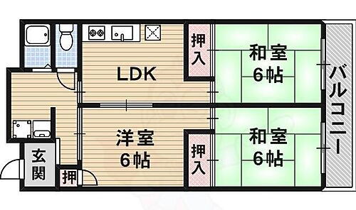 寺川マンション１号館 2階 3DK 賃貸物件詳細