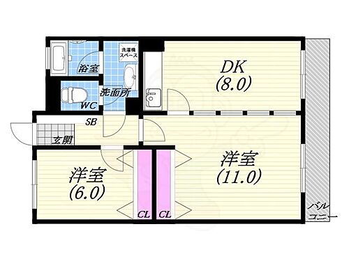 兵庫県西宮市南越木岩町 苦楽園口駅 2DK マンション 賃貸物件詳細