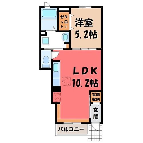 栃木県下野市下石橋 石橋駅 1LDK アパート 賃貸物件詳細