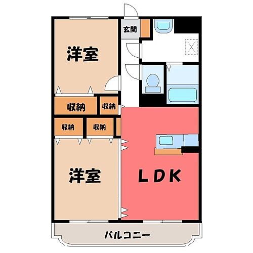 栃木県河内郡上三川町しらさぎ2丁目 石橋駅 2LDK マンション 賃貸物件詳細