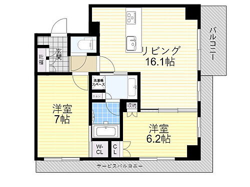 シエリアタワー大阪福島 16階 2LDK 賃貸物件詳細