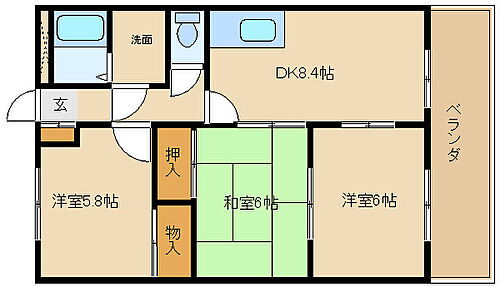 兵庫県姫路市飾磨区中浜町3丁目 西飾磨駅 3DK アパート 賃貸物件詳細
