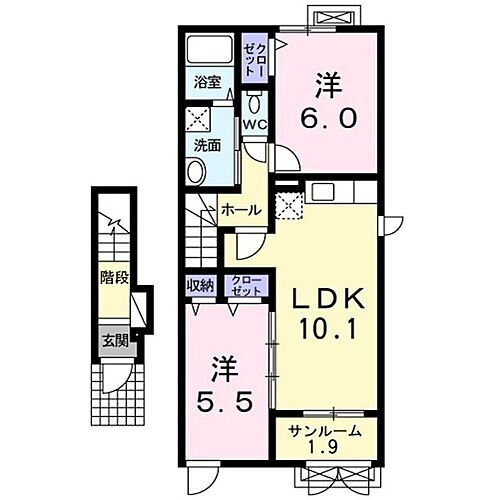 プロムナード　カルム 2階 2LDK 賃貸物件詳細