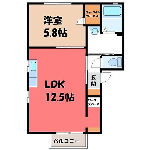 栃木県小山市大字雨ケ谷新田 小山駅 2K アパート 賃貸物件詳細