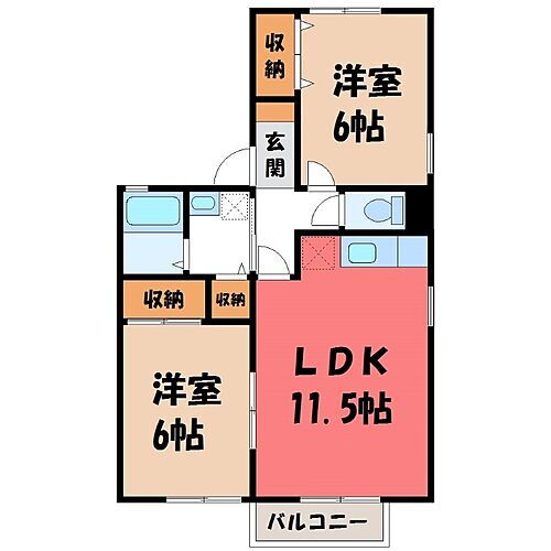 栃木県宇都宮市下栗町 宇都宮駅 2LDK アパート 賃貸物件詳細