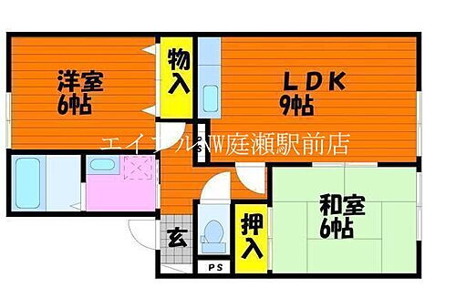 岡山県岡山市北区花尻あかね町 北長瀬駅 2LDK アパート 賃貸物件詳細