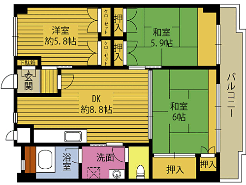 東浜コーポ 6階 3LDK 賃貸物件詳細