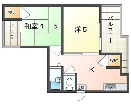 下木田マンション 4階 2K 賃貸物件詳細