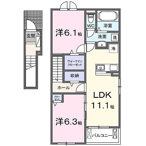 和歌山県岩出市山 紀伊小倉駅 2LDK アパート 賃貸物件詳細