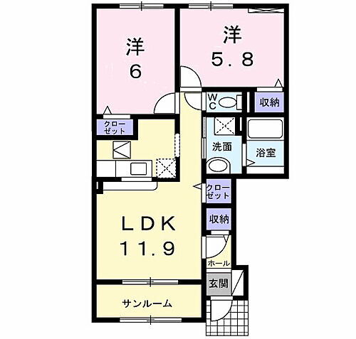 鳥取県米子市陽田町90-7 米子駅 2LDK アパート 賃貸物件詳細