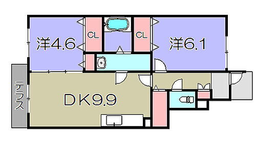 シャルマンハウス 1階 2DK 賃貸物件詳細
