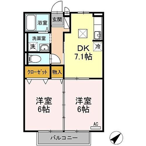 メゾンリヴェール 1階 2DK 賃貸物件詳細