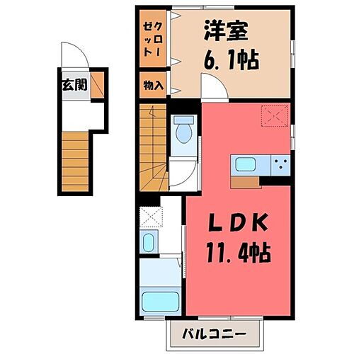 栃木県真岡市西郷 真岡駅 1LDK アパート 賃貸物件詳細