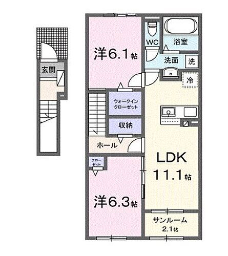 ハピネスメゾン　Ｂ 2階 2LDK 賃貸物件詳細