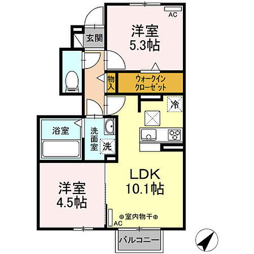 イーストフィールド 1階 2LDK 賃貸物件詳細