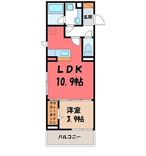 栃木県小山市神鳥谷5丁目 小山駅 1LDK アパート 賃貸物件詳細